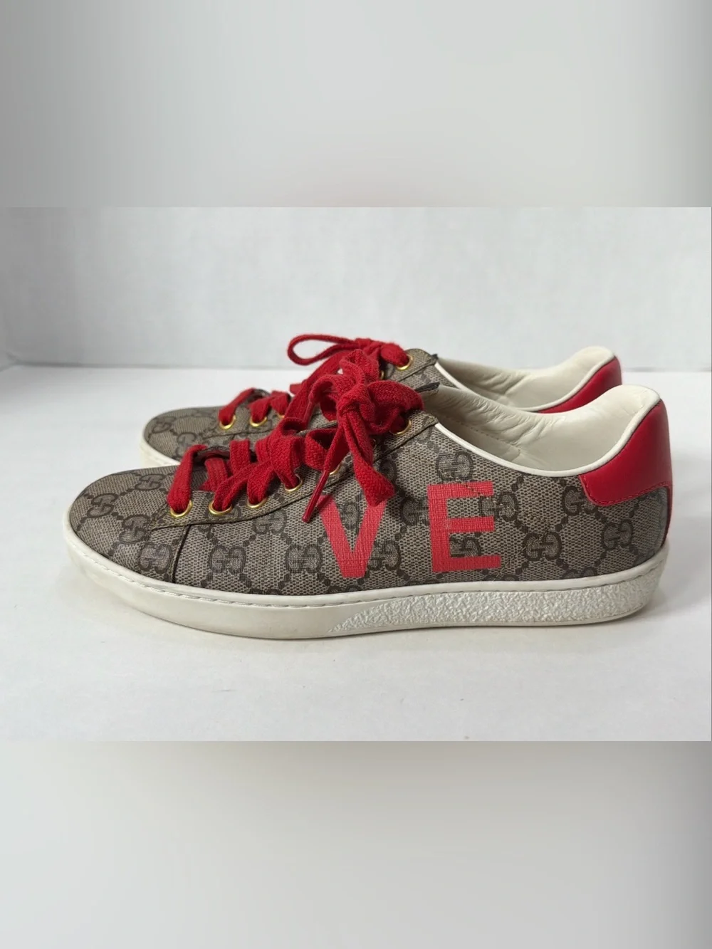 Gucci ACE VALENTINE’S DAY GG CANVAS WOMEN’S SNEAKERS Size EU 35.5 US 5.5-6 VGC - Picture 4 of 15